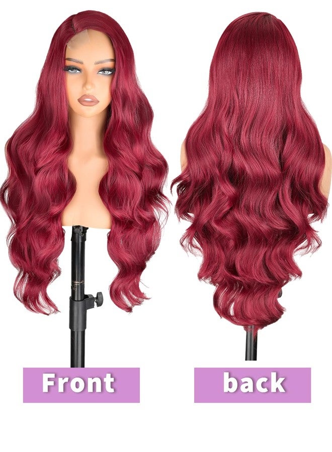 NOSTALGIA 99j Burgundy Wig Glueless Long Wavy Red Wigs for Women 28 Inch Curly Wig Side Part Wine Red Colored Wigs for Daily PartyUse - Image 2